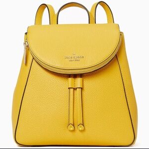 Kate Spade Leila Medium Flap Backpack pebbles Leather in Sunflower Fields Women